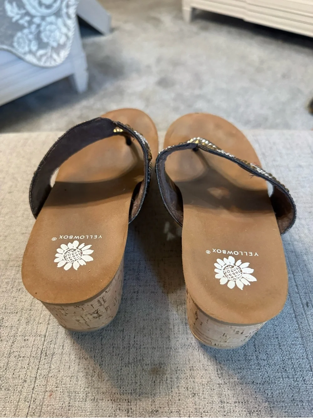 Yellow Box wedge sandals size 6